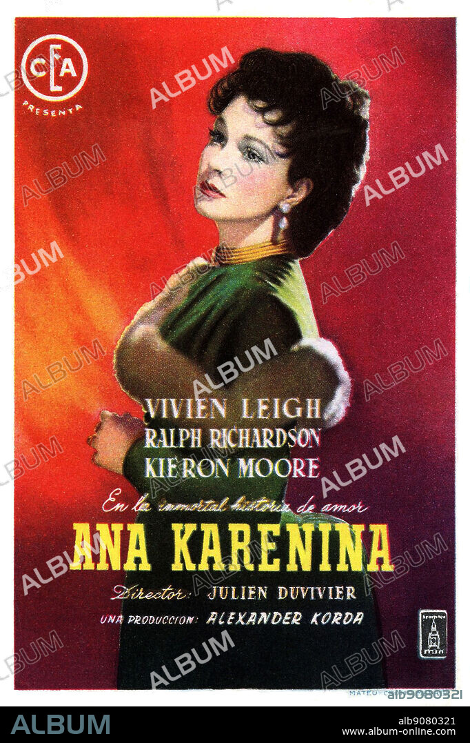 VIVIEN LEIGH en ANNA KARENINA, 1948, dirigida por JULIEN DUVIVIER. Copyright LONDON FILMS.