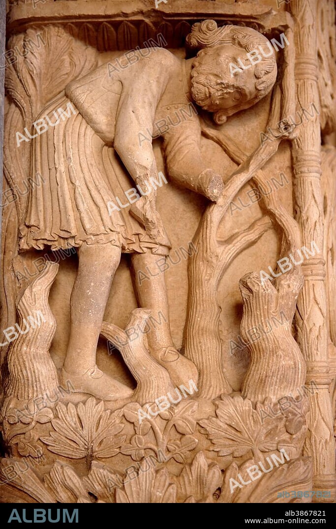 Romanesque doorway sculptures by the Croatian architect Master Radovan, Saint Lawrence Cathedral, Trogir, Croatia, Europe.