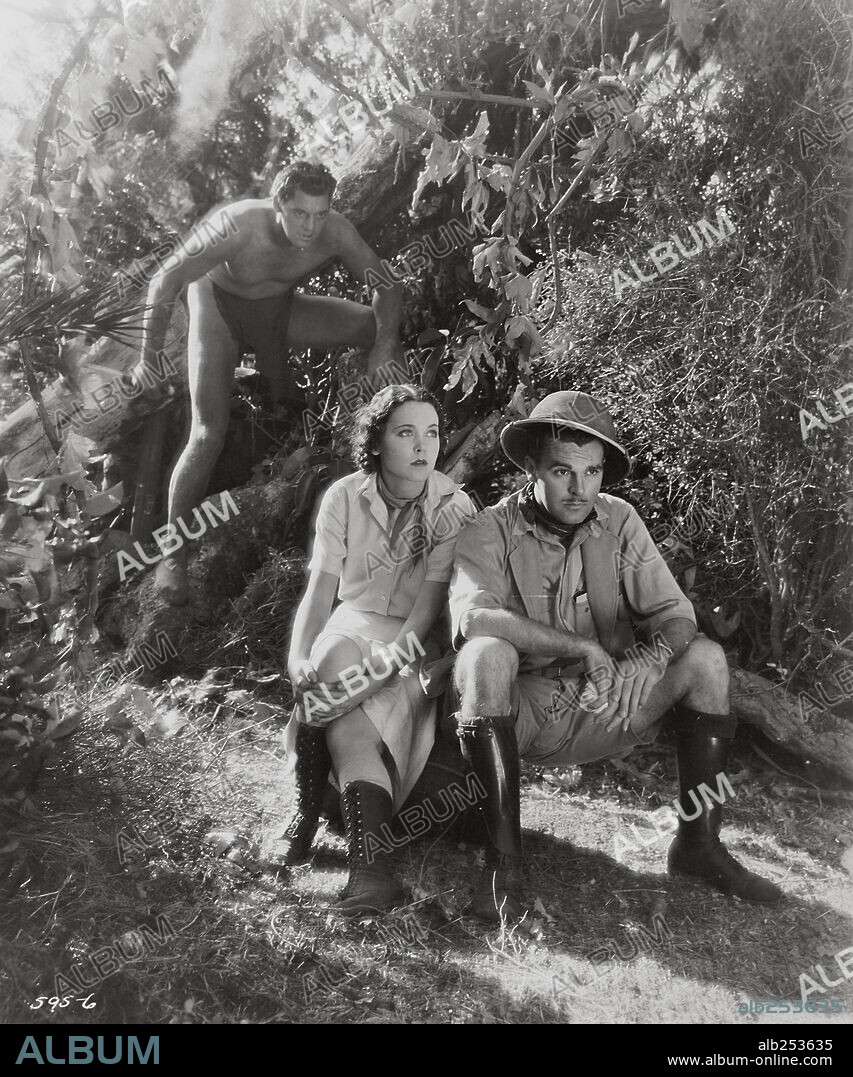 JOHNNY WEISSMULLER, MAUREEN O'SULLIVAN and NEIL HAMILTON in TARZAN, THE APE MAN, 1932, directed by W. S. VAN DYKE. Copyright M.G.M.