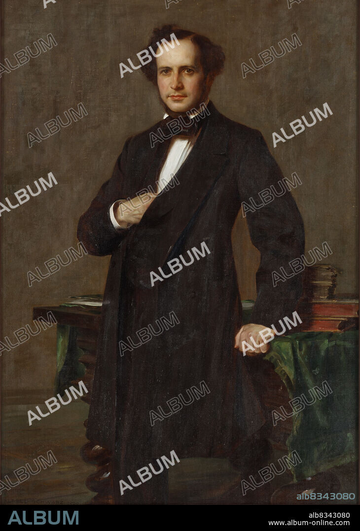 ALFRED SCHWARZ. Portrait of Paul Mendelssohn-Bartholdy (1812-1874).
