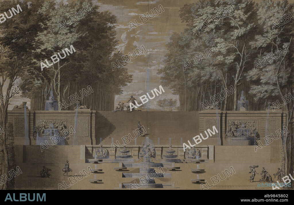 JEAN-BAPTISTE-ALEXANDRE LE BLOND. View of cascading stairs, probably for Sceaux, c1700s.