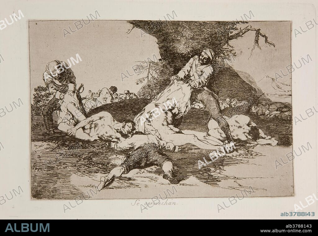 Francisco de Goya y Lucientes / 'Se aprovechan'. 1810 - 1814. Aguada, Aguafuerte, Bruñidor, Buril, Punta seca sobre papel avitelado, ahuesado, 162 x 237 mm.