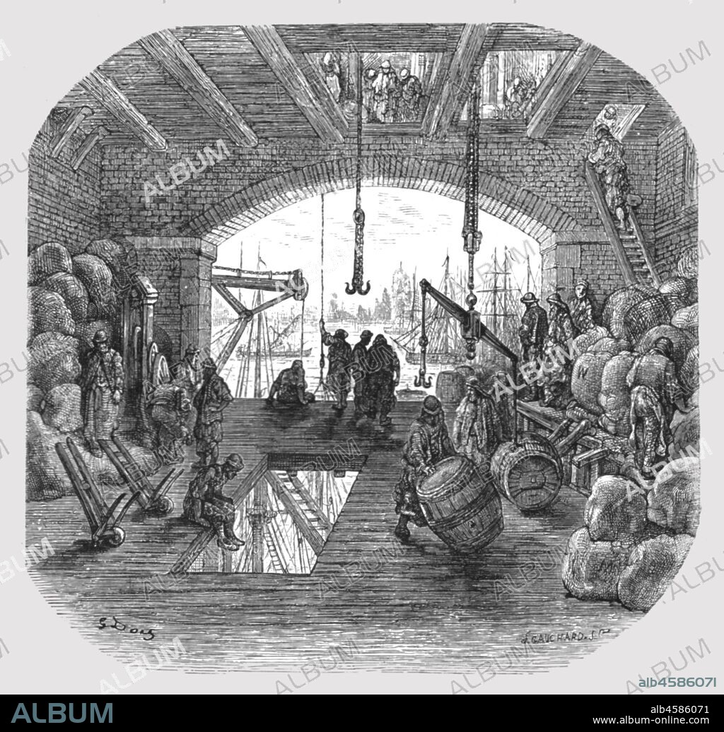 PAUL GUSTAVE DORÉ. 'Warehouses by the Thames', 1872. From, "LONDON. A Pilgrimage" by Gustave Dore and Blanchard Jerrold. [Grant and Co., 72-78, Turnmill Street, E.C., 1872].
