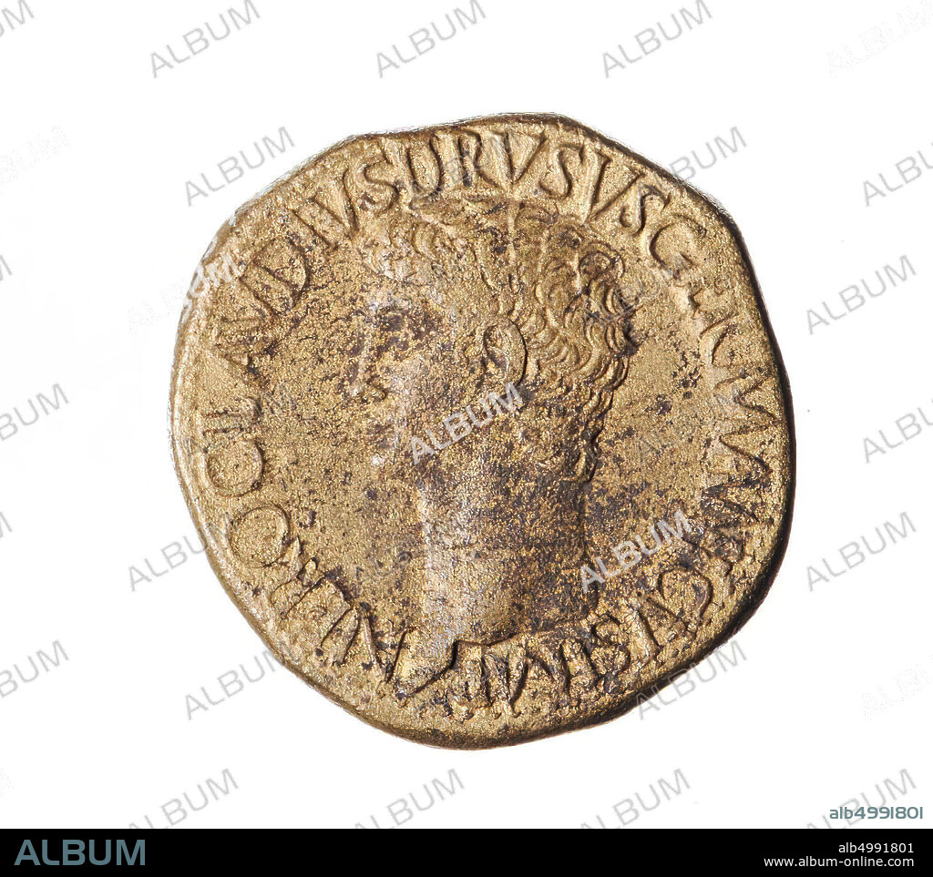 Vz: head of Nero Claudius Drusus et al., NERO CLAUDIUS DRUSUS GERMANICUS IMP, Kz: Claudius in toga n.l. sitting with various weapons, TI CLAUDIUS CAESAR AUG PM TRP IMP; in afsn. SC, coin, sestertius, Nero Drusus.