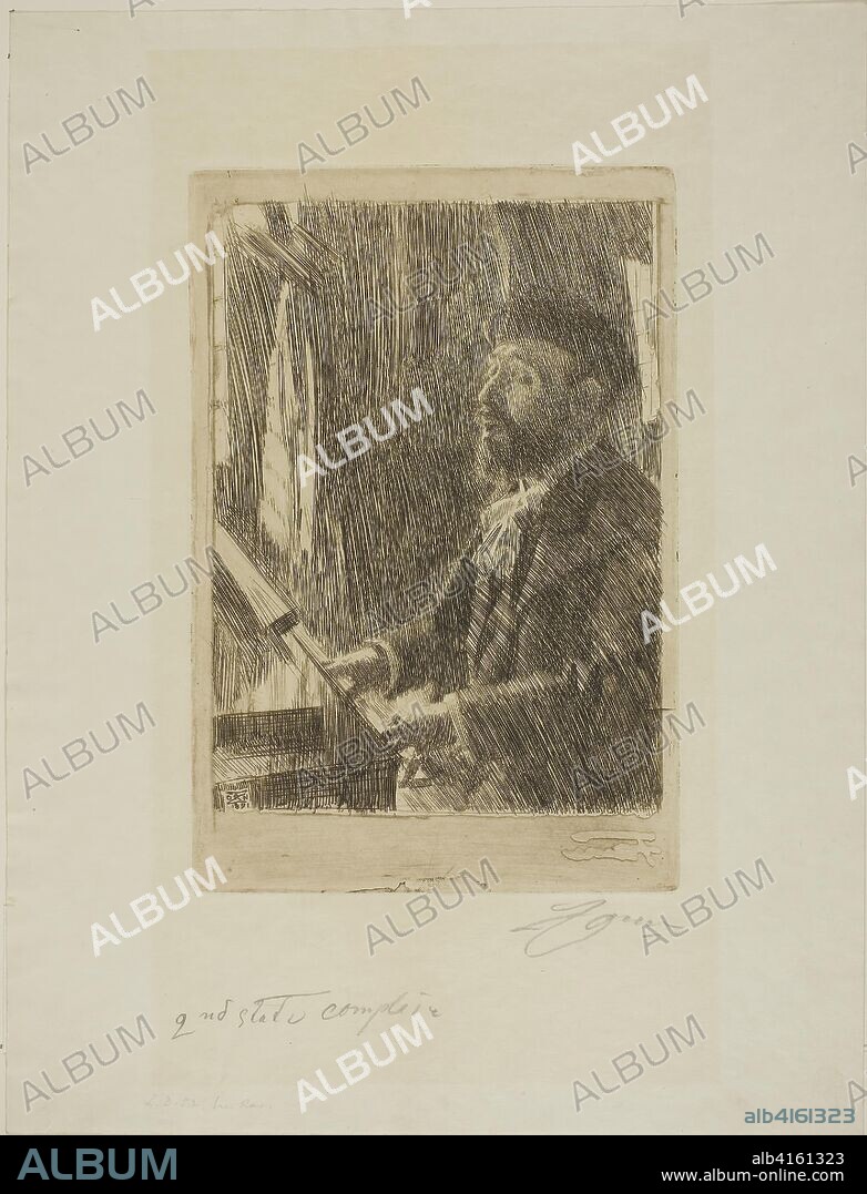 J.B. Faure. Anders Zorn; Swedish, 1860-1920. Date: 1891. Dimensions: 200 x 147 mm (image); 237 x 159 mm (plate); 368 x 280 mm (sheet). Etching on off-white wove paper. Origin: Sweden.