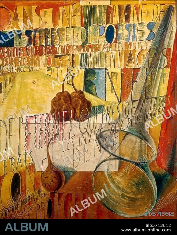 MAX ERNST. Ernst, Max. 1891-1976. "Dans une ville pleine de mystères et de ..." (In a town full of mysteries...). c. 1923/1924. Painting. Brussels, Urvater Collection.