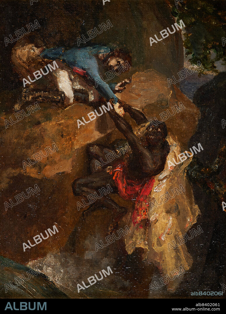 Leopold d'Auverney, the dog Rask and Habibrah (Bug - Jargal), c.1826.