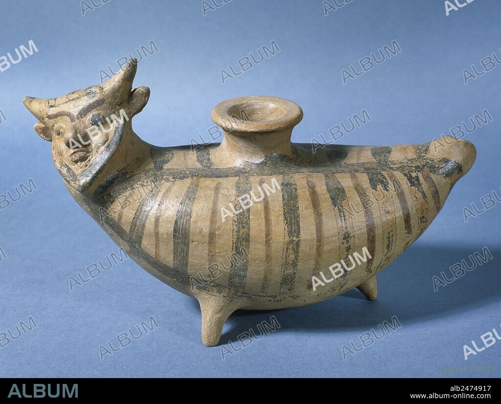 Pottery Greek. Spain. Catalonia. Askos. From Empuries. 6th century BC. Archaeological Museum of Catalonia. Girona.