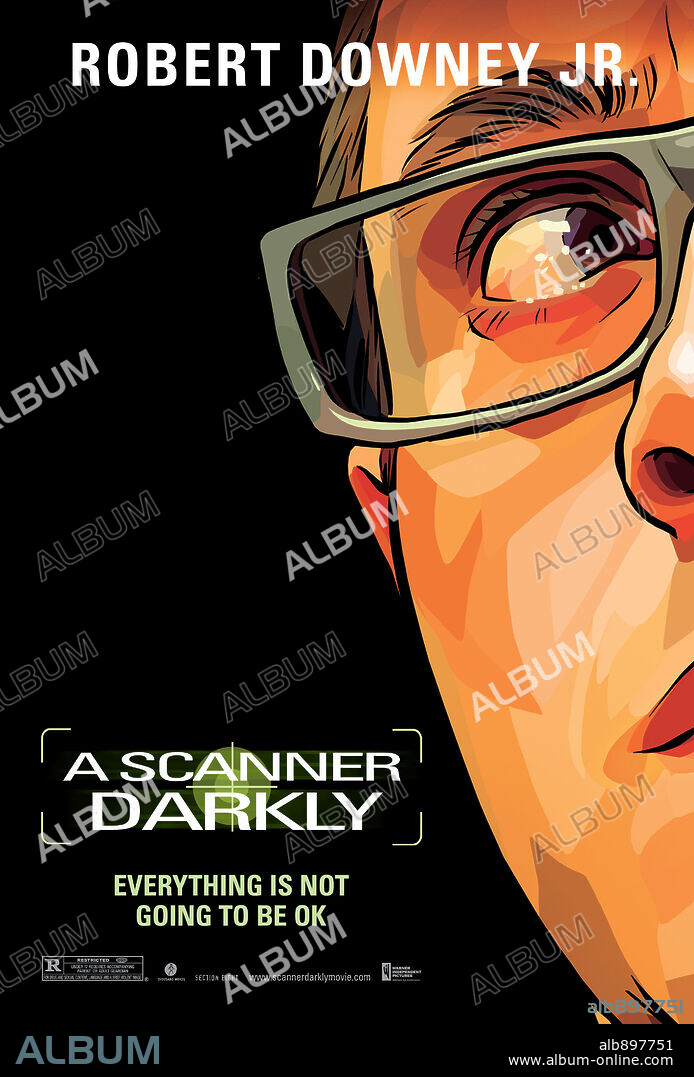 Poster of A SCANNER DARKLY, 2006, directed by RICHARD LINKLATER. Copyright WARNER INDEPENDENT PICTURES.