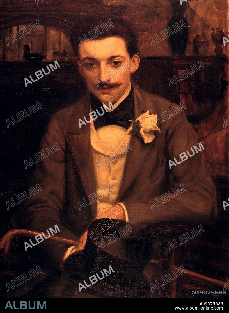 Portrait of P. Louys', 1861-1942 by Artist: Jacques Emile Blanche. Blanche was a very popular artist of his day. He was influenced by Tissot, Sargent and Edouard Manet.