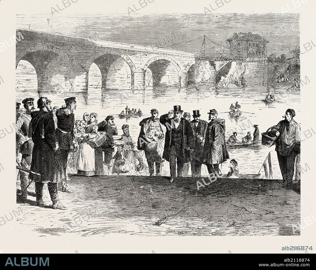 FRANCO-PRUSSIAN WAR: JULES FAVRE landing in PONT DE SEVRES DURING THE FIRST WEEK OF THE ARMISTICE.