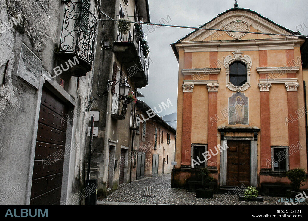 Orta San Giulio, an Italian town in the province of Novara in Piedmont. It is part of the circuit of the most beautiful villages in Italy. St. Roch church (Oratorio di San Rocco), 16th century.