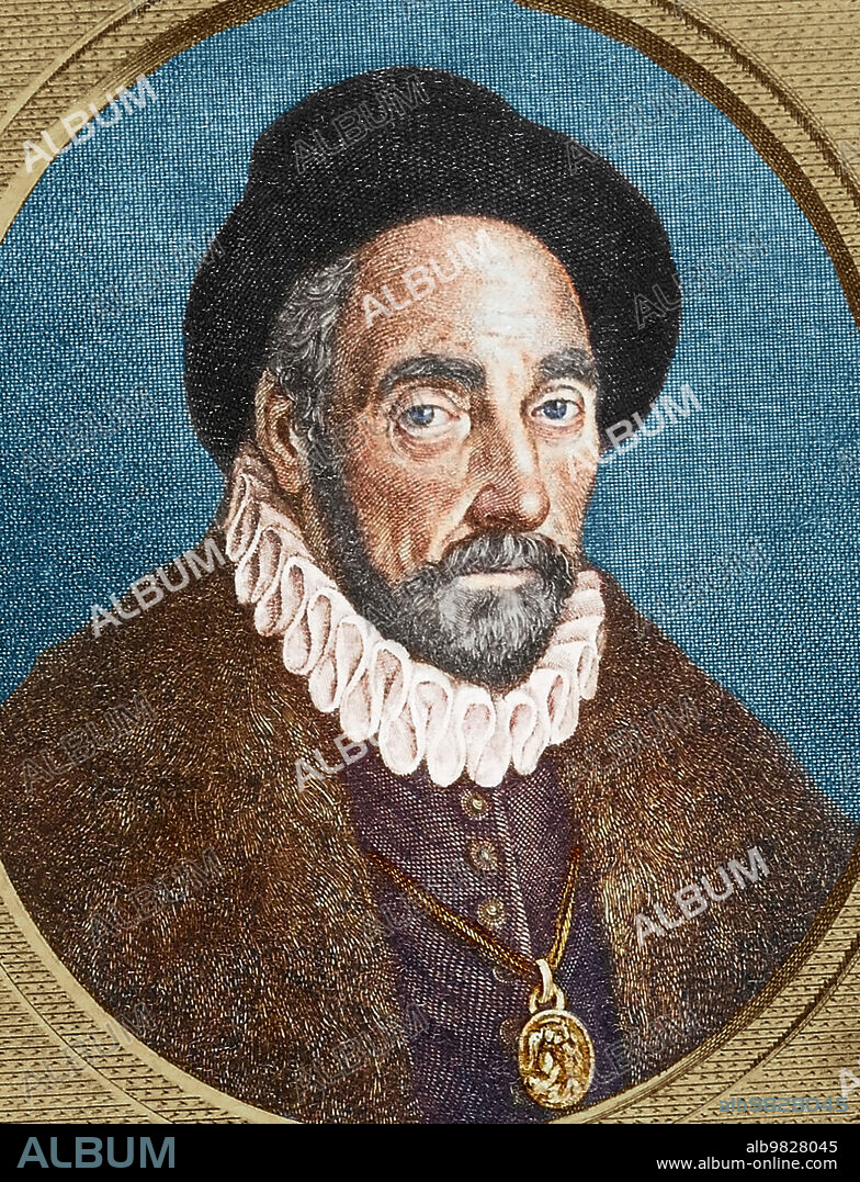Michel de Montaigne (1533-1592) was one of the most significant philosophers of the French Renaissance, known for popularizing the essay as a literary genre. Lithograph by unknown maker, circa 1870. Colorized.