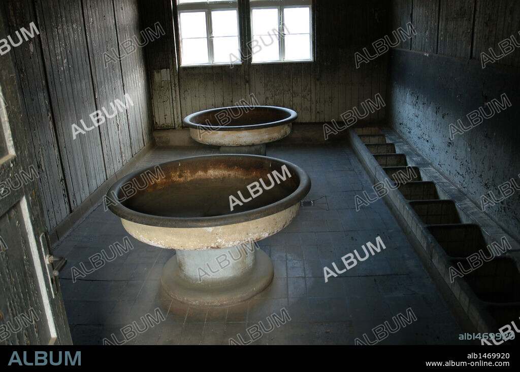 Sachsenhausen concentration camp. 1936-1945. Wash up area for prisoners. Oranienburg. Germany.