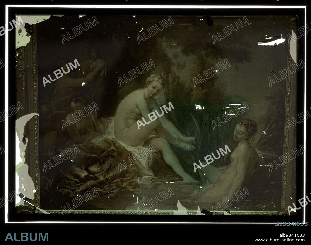 Reproduction of unknown painting (Diana), Louvre, anonymous, after: unknown, 1907 - 1935, glass, slide, height 130 mm × width 180 mm.