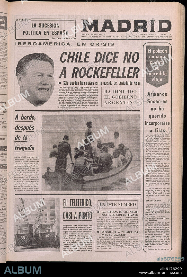 PORTADA DEL DIARIO MADRID - 5/6/1969.
