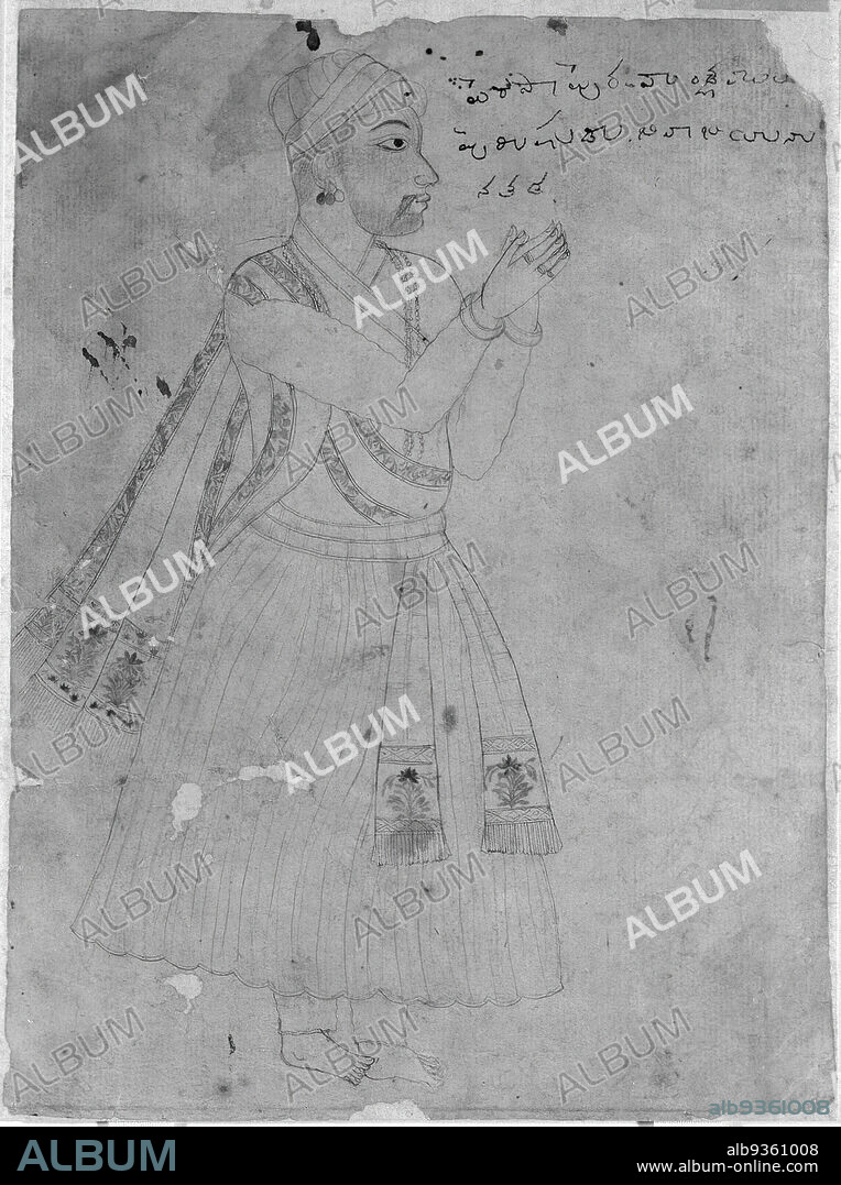 Portrait inscribed 'Javaji-Nada Gaulji', Indian, Ink and color on paper, Deccan, India, ca. 1700 or earlier, sheet: 8 1/8 x 6 1/16 in., 20.6 x 15.4 cm.