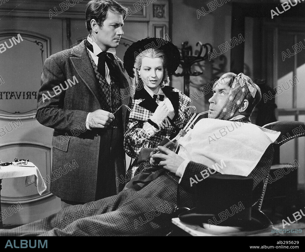 BETTY FIELD, JOEL MCCREA and WILLIAM DEMAREST in THE GREAT MOMENT, 1944, directed by PRESTON STURGES. Copyright PARAMOUNT PICTURES.