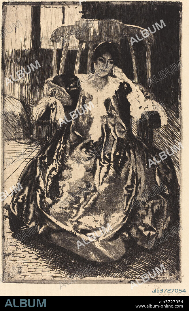ALBERT BESNARD. The Silk Gown (La Robe de Soie). Dated: 1887. Medium: etching.