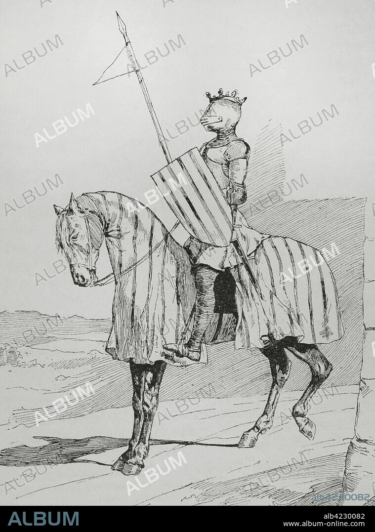 Alfonso III of Aragon (1265-1291), called the Liberal or the Free. King of Aragon and Count of Barcelona (as Alfons II) from 1285. Engraving. Museo Militar, 1883.