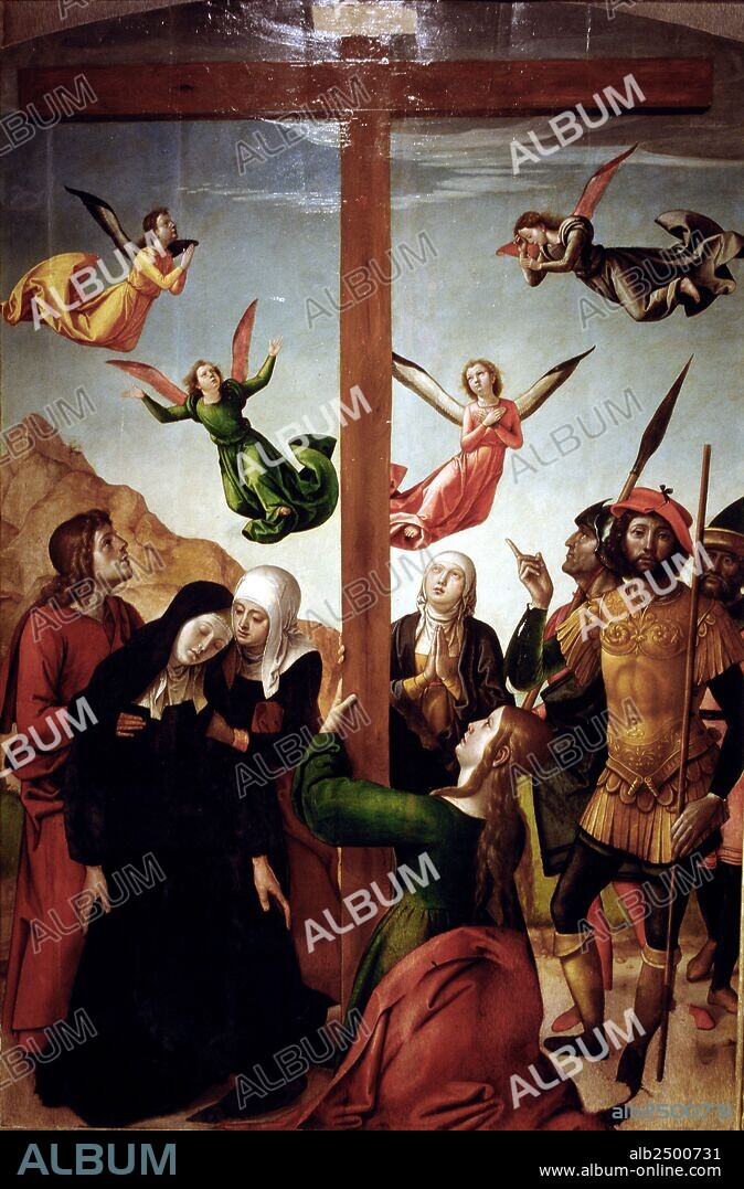 BORGOÑA , JUAN DE. PINTOR ESPAÑOL . TOLEDO 1465 - 1536. " CRUZ EN EL CALVARIO " , TABLA HACIA 1510. VIRGEN MARIA. UNIVERSIDAD COMPLUTENSE . MADRID. SFGP / © KORPA.