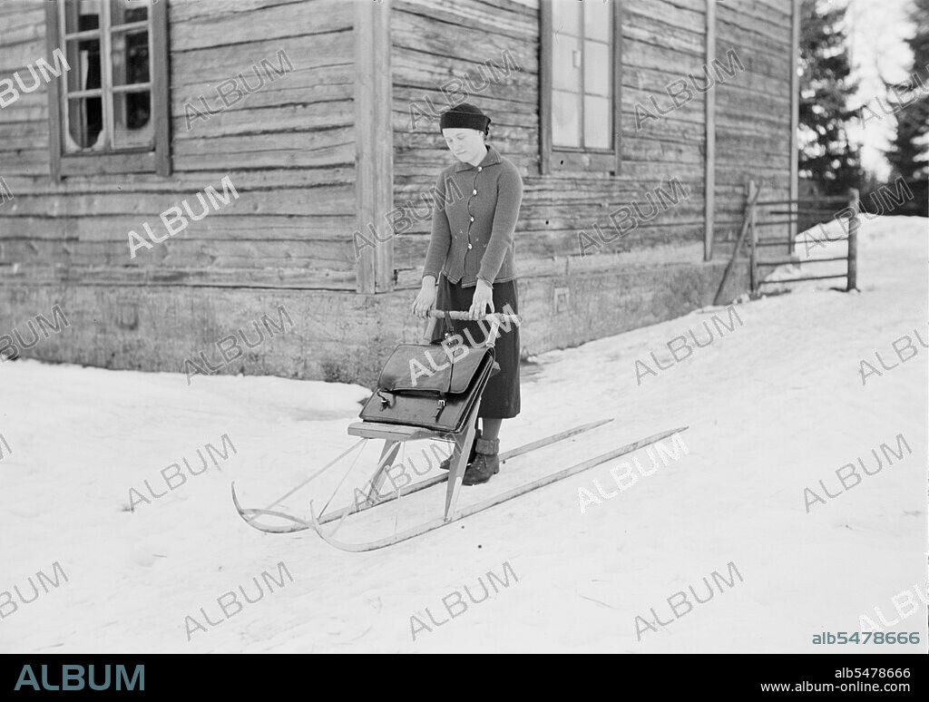 Finland History - A mail carrier on a kicksled. Somero, Varsinais-Suomi, Finland ca. 1930s.