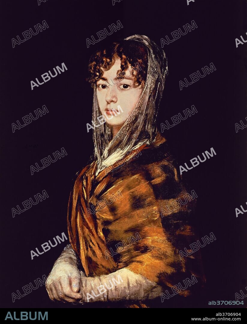FRANCISCO DE GOYA. Señora Sabasa Garcia. Dated: c. 1806/1811. Dimensions: overall: 71 x 58 cm (27 15/16 x 22 13/16 in.)  framed: 94.6 x 81.3 x 7.6 cm (37 1/4 x 32 x 3 in.). Medium: oil on canvas.
