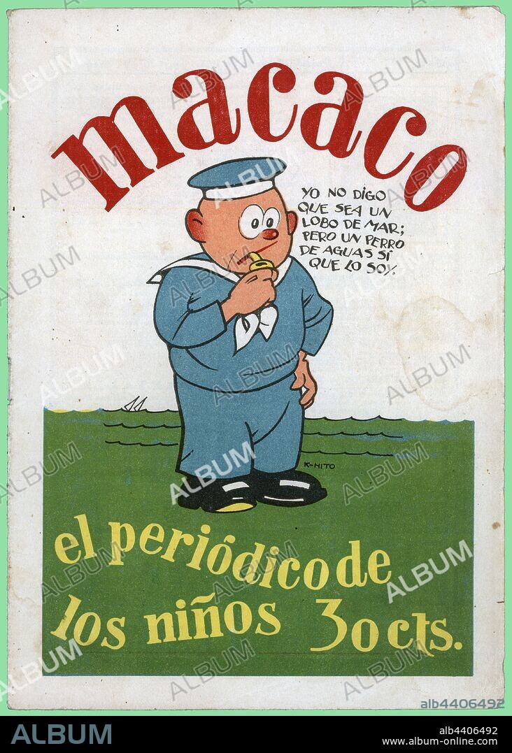 K-HITO y RICARDO GARCíA LóPEZ. Portada de la revista infantil Macaco, editada en Madrid, agosto de 1928.