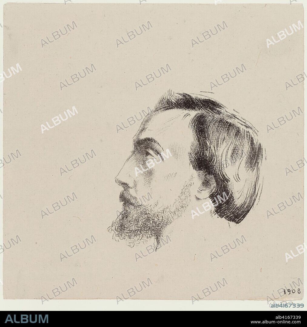 Miguel Llobet. Odilon Redon; French, 1840-1916. Date: 1908. Dimensions: 95 × 95 mm (image); 174 × 177 mm (chine); 433 × 320 mm (sheet). Lithograph in black on light gray China paper laid down on white wove paper. Origin: France.