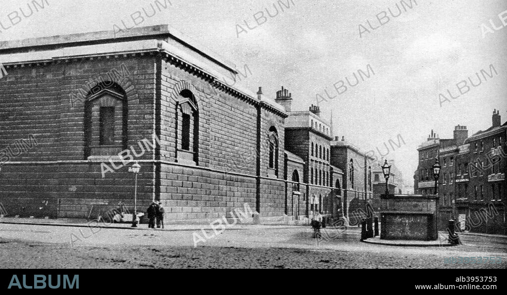 Newgate Prison, London, late 19th-early 20th century (1926-1927). The notorious prison was demolished in 1902. Illustration from Wonderful London, edited by Arthur St John Adcock, Volume I, published by Amalgamated Press, (London, 1926-1927).