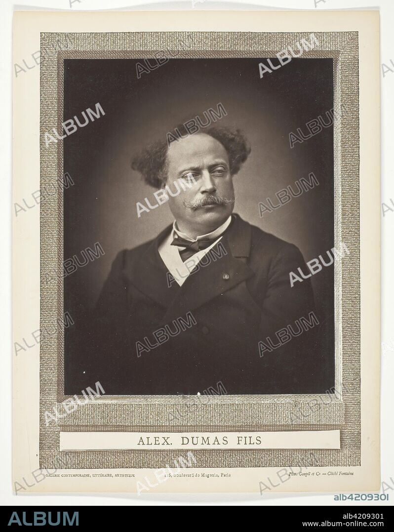 Alexandre Dumas, fils (French novelist and playwright, 1824-1895). Fontaine; French, 19th century. Date: 1875-1876. Dimensions: 23.9 × 19.2 cm (image/paper); 34 × 26 cm (mount). Woodburytype, from the periodical "Galerie Contemporaine Littéraire, Artistique" (1876), volume 1. Origin: France.