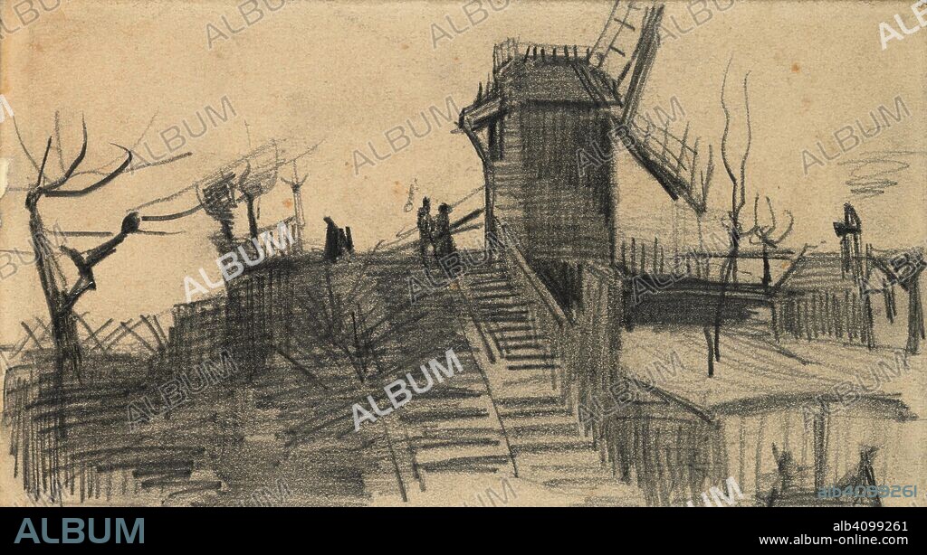VINCENT VAN GOGH. Moulin de Blute-Fin. Date: March-April 1886, Paris. Dimensions: 10.9 cm x 19.8 cm.