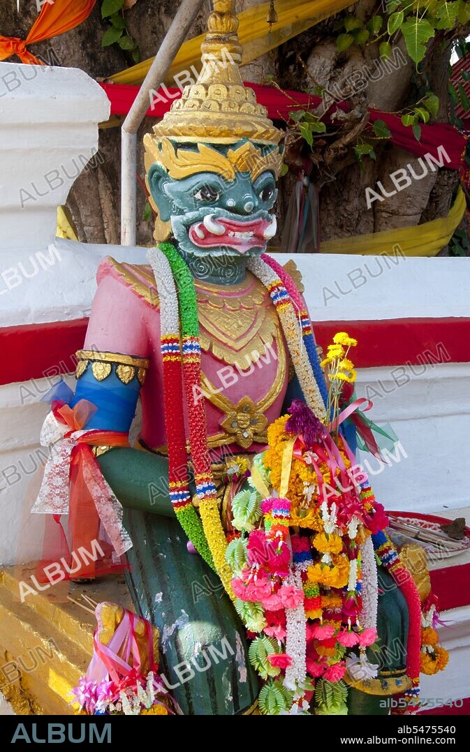 Yaksha is the name of a broad class of nature-spirits, usually benevolent, who are caretakers of the natural treasures hidden in the earth and tree roots. They appear in Hindu, Jain and Buddhist mythology. Lampang was originally founded during the 7th century Dvaravati period. Nothing remains from these early times, but the city is rich in temples, many of which have a distinctly Burmese flavour as Lampang had a substantial Burmese population in the 19th century, most of whom were involved in the logging industry.