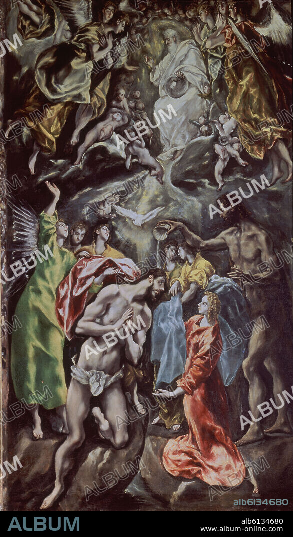 EL GRECO. BAUTISMO DE CRISTO-OLEO/TELA 330X211 - AÑO 1608/14.