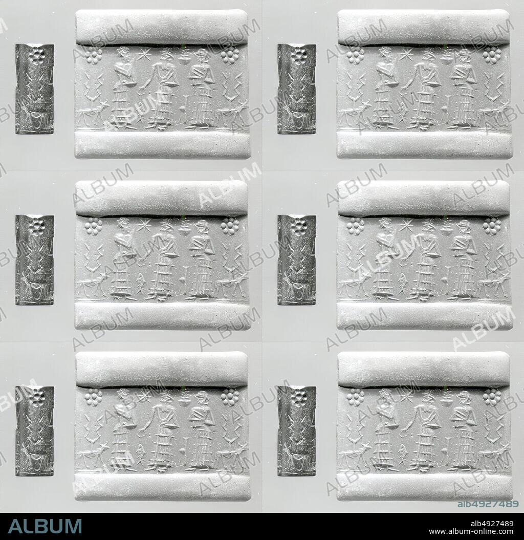 Cylinder seal, Babylonian, Old Babylonian, Date ca. 20001600 B.C., Mesopotamia, Babylonian, Hematite, 0.87 in. (2.21 cm), Stone-Cylinder Seals.