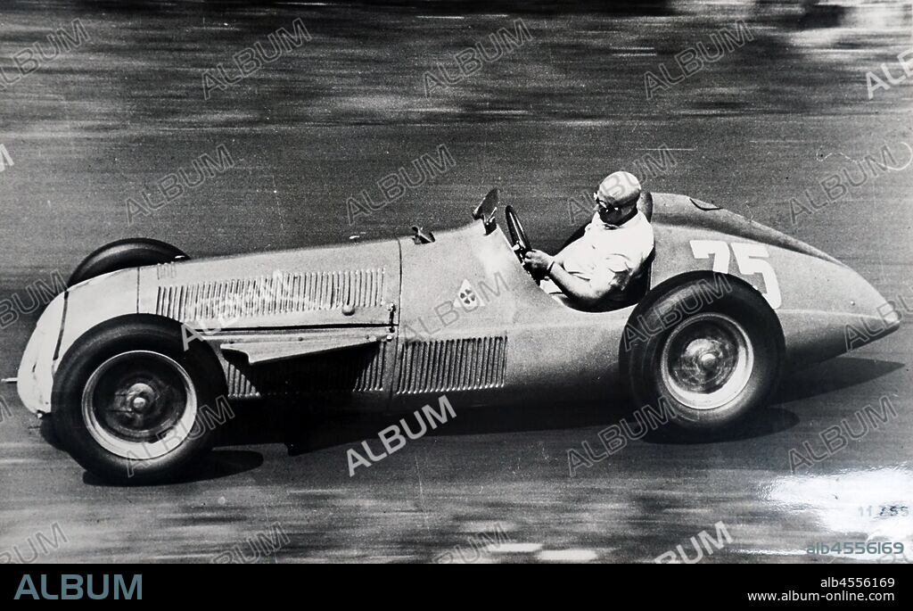 A photograph of Juan Manuel Fangio in first place at the 1951 World Championship. Juan Manuel Fangio (1911-1995) an Argentine racing car driver. Dated 20th century.
