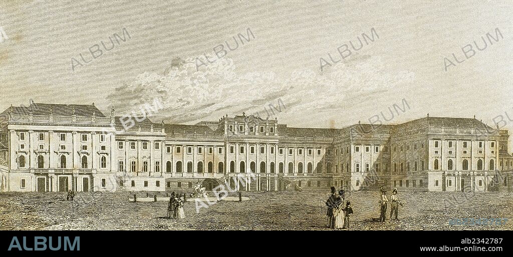 Austria. Vienna. 17th century. Schonbrunn Palace. Imperial summer residence. Engraving.