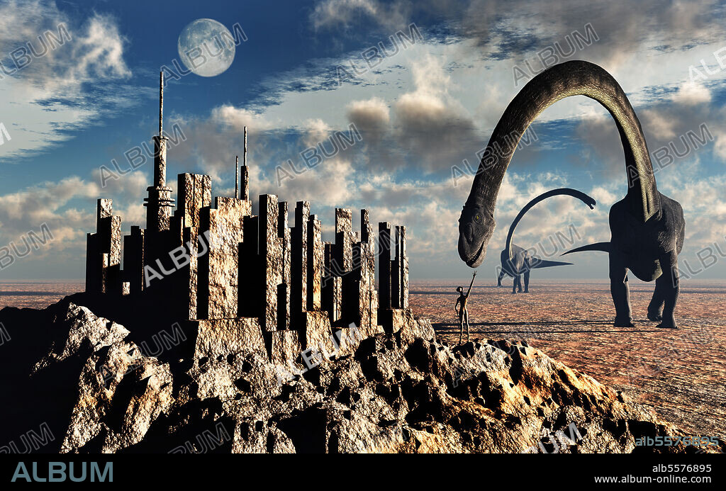 Omeisaurus sauropod dinosaurs come into contact with an advanced prehistoric civilization.