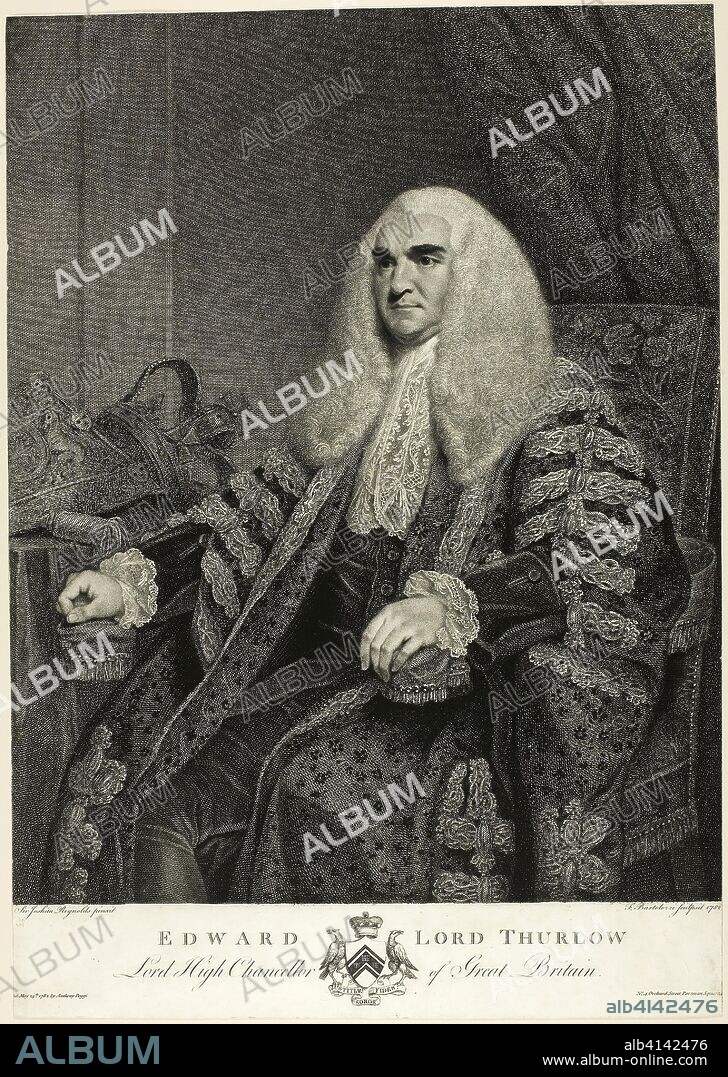 Edward, Lord Thurlow. Francesco Bartolozzi (Italian, 1727-1815); after Sir Joshua Reynolds (English, 1723-1792). Date: 1782. Dimensions: 428 x 343 mm (image); 483 x 343 mm(sheet, cut within plate mark). Etching, engraving, and stipple engraving on off-white paper. Origin: Italy.
