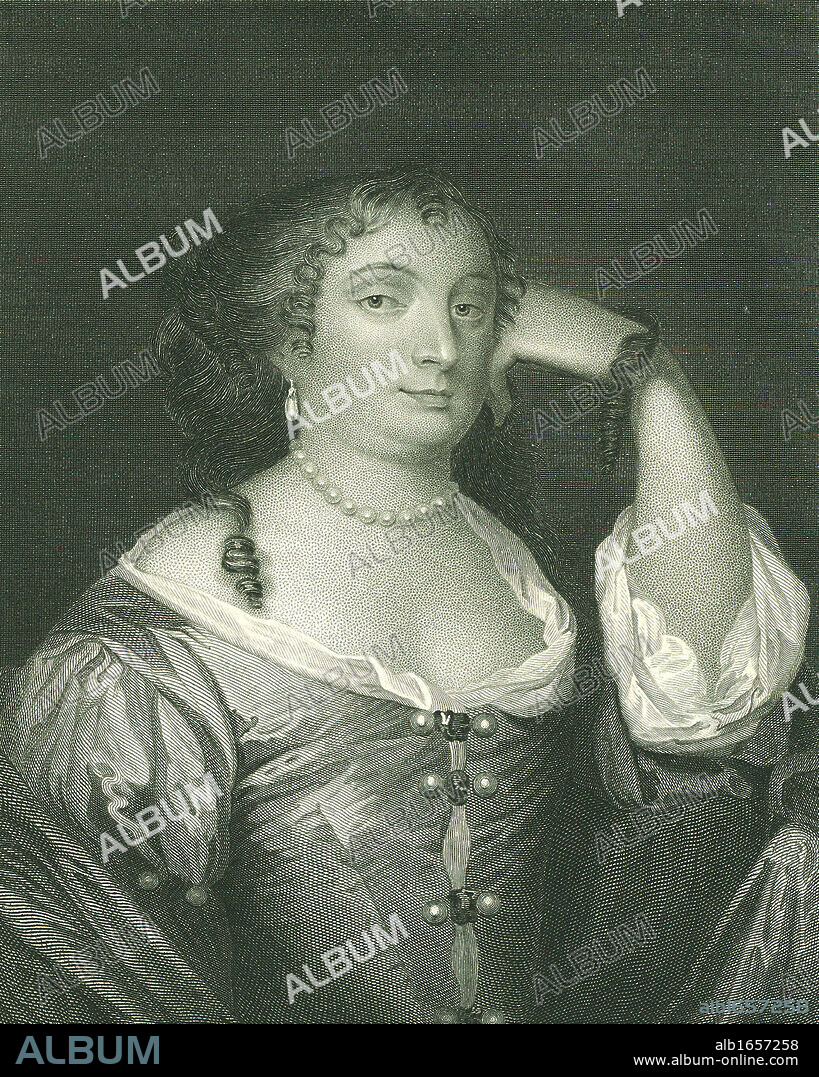 Anne Hyde, Duchess of York (1637-1671), first wife of James II when he was still Duke of York: mother of Mary II and Queen Anne. Engraving after portrait by Peter Lely.