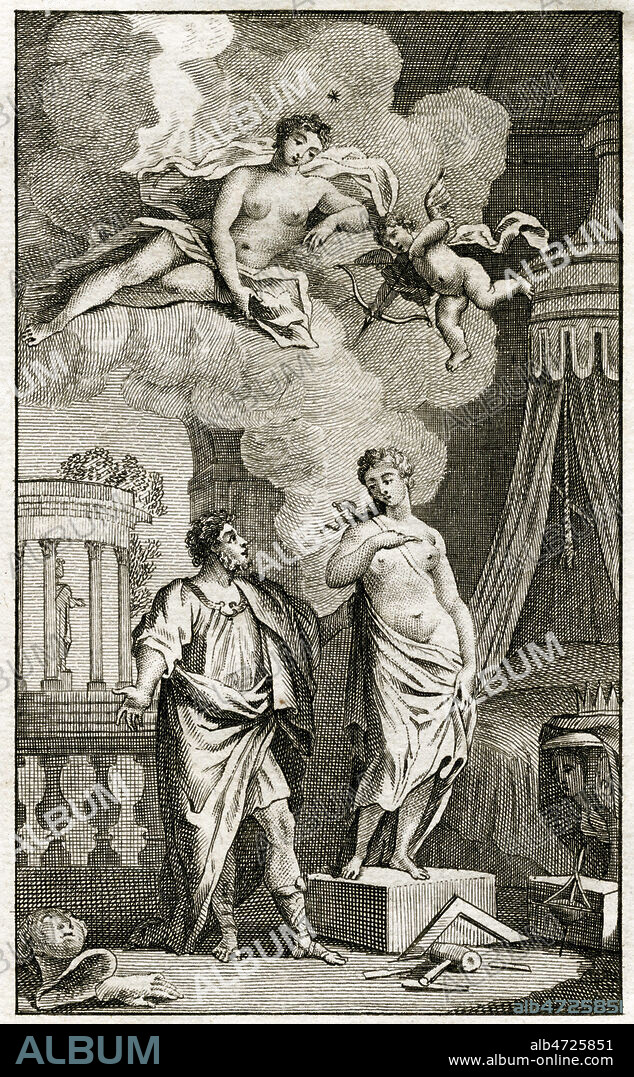 Galatee et Pygmalion: VENUS donne la vie a la statue de PYGMALION. Illustration anonyme de 1799 pour Les metamorphoses d'OVIDE. Credit : Coll. Jonas/KHARBINE-TAPABOR.