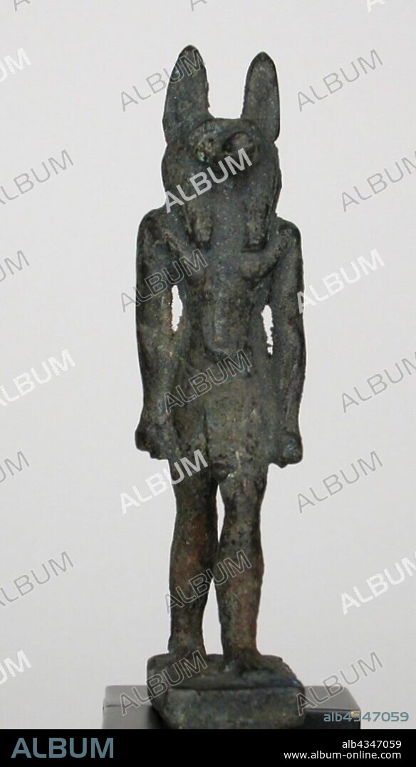 Statuette of the God Anubis, Third Intermediate Period–Late Period, Dynasty 21–31 (about 1069–332 BC), Egyptian, Egypt, Bronze, 10.8 × 2.5 × 3.8 cm (4 1/4 × 1 × 1 1/2 in.).