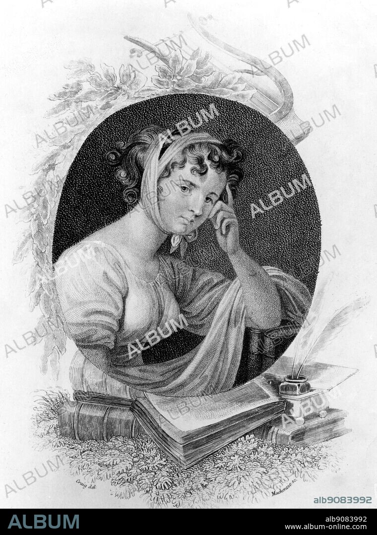 Mrs. Maria Edgeworth by Mackenzie after Craig - lithograph in The British Museum, London (Print Room) (J. R. Freeman) - Maria Edgeworth (1 January 1767 - 22 May 1849) was an Anglo-Irish novelist. ©TopFoto.