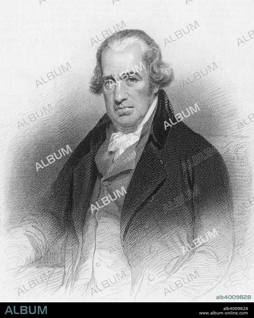 James Watt, Scottish engineer and inventor, 1870. Watt (1736-1819) was born at Greenock on the Clyde, Scotland, and showed an interest in engineering and invention from an early age. He made great improvements to the steam engine, one of the most significant being the separate condenser, which saved fuel and time. In 1774 Watt went into partnership with Matthew Boulton (1728-1809) the Birmingham manufacturer and entrepreneur, building steam engines to power mills, factories and mines. After the portrait by William Beechey (1753-1839). From A Biographical Dictionary of Eminent Scotsmen by Thomas Thomson. (London, 1870).