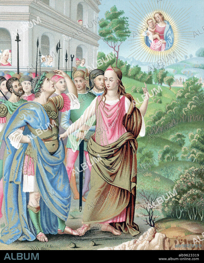 The Tiburtine Sibyl announcing to Caesar the coming of Jesus, 16th century. Augustus Caesar - Gaius Julius Caesar Octavianus (63 BC-14 AD), became the first Roman Emperor in 27 BC. From Historia romana excerpta ex libris Pauli Orosii, 16th century.