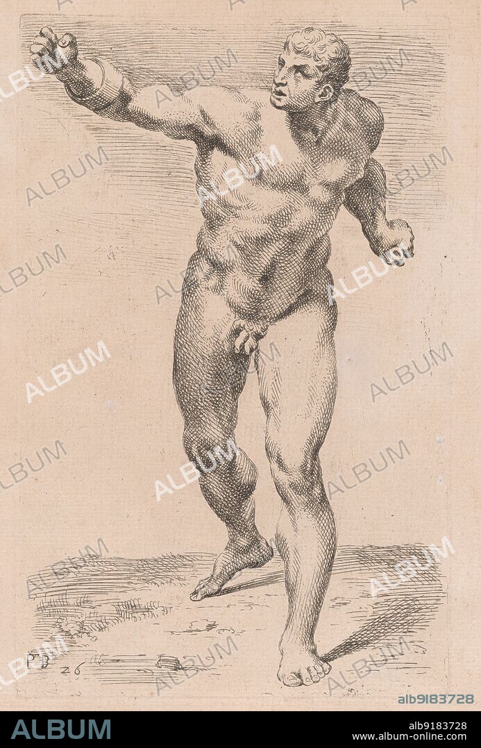 FRANCOIS PERRIER. The Borghese Gladiator, front view [plate 26], 1638.