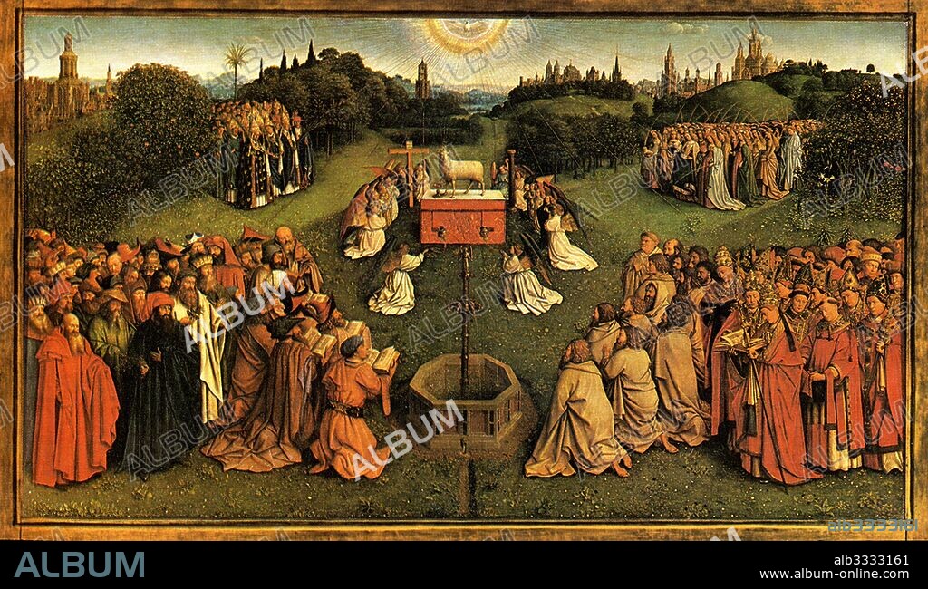 JAN VAN EYCK. The Ghent Altarpiece. Adoration of the Mystic Lamb (Detail).