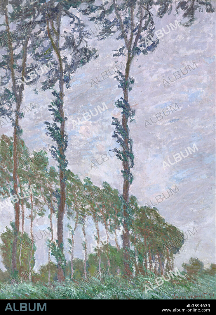CLAUDE MONET. Effet de vent, série des Peupliers Wind Effect, Series of The Poplars. Date/Period: 1891. Painting. Oil on canvas. Height: 1,050 mm (41.33 in); Width: 740 mm (29.13 in).