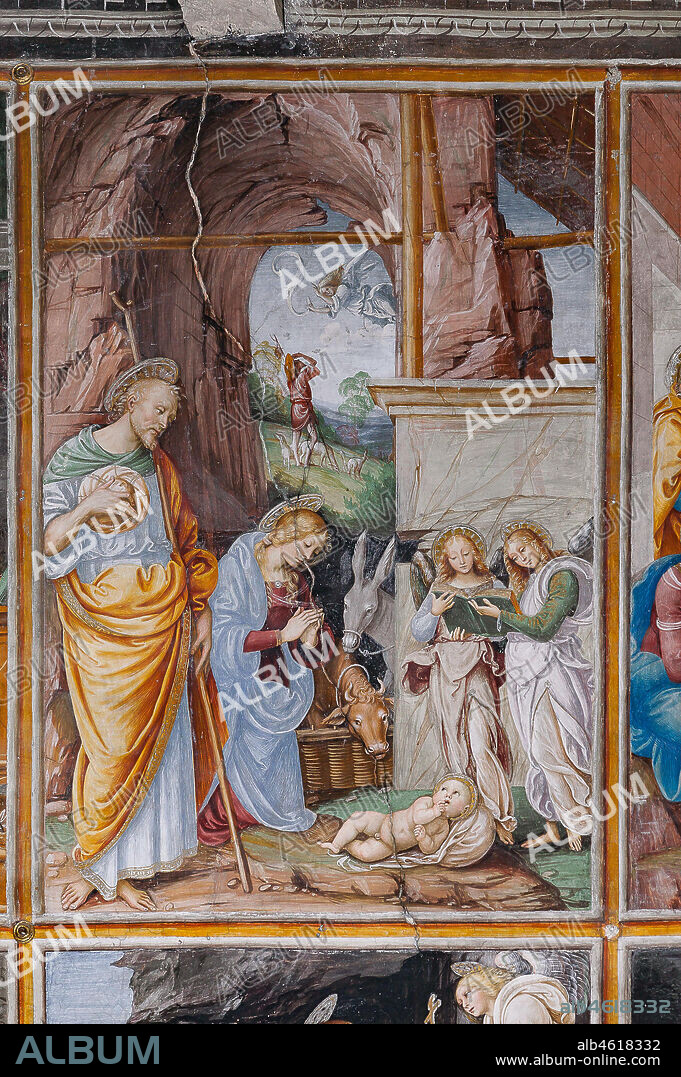 Varallo Sesia, Church of Santa Maria delle Grazie: frescoes of the Gaudenzio Ferrari wall "The life and the Passion of Christ", by Gaudenzio Ferrari, 1513. Detail of "The Nativity".