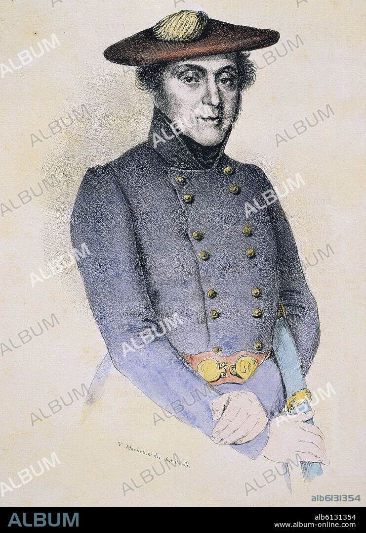 ISIDORO MAGUES (SILGLO XIX) ISIDORE MAGUES. MIGUEL GOMEZ MILITAR CARLISTA - GRABADO DE LA OBRA DON CARLOS Y SUS DEFENSORES - SIGLO XIX.